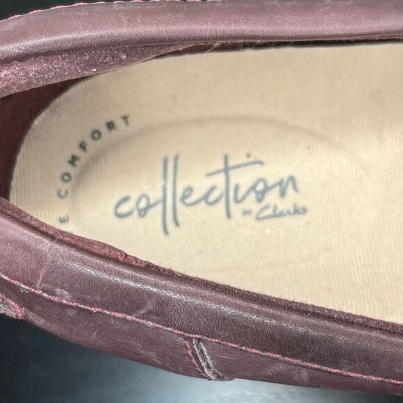Clarks Sharon Form Burgundy Chunky Loafers Women’s Size 12 - Picture 11 of 11